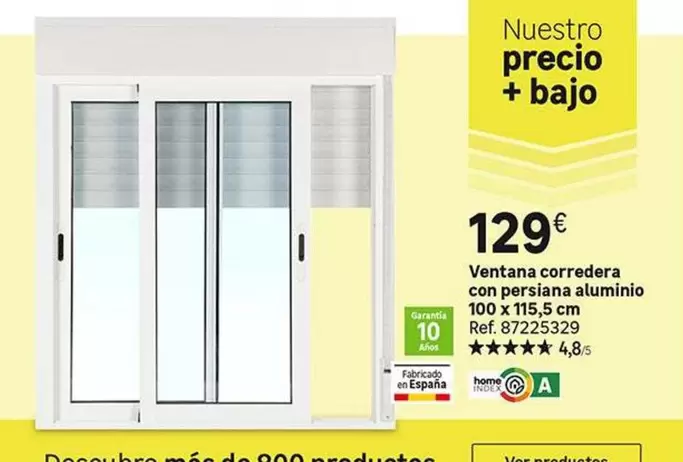 Oferta de Home - Ventana Corredera Con Persiana Aluminio por 129€ en Leroy Merlin