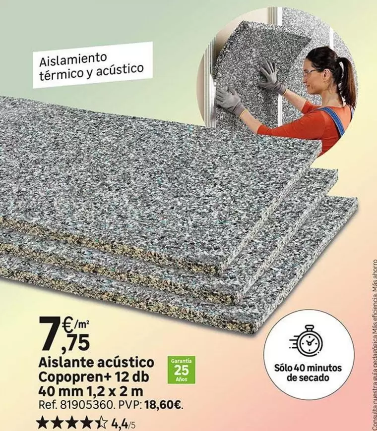 Oferta de Copopren - Aislante Acústico + 12 Db por 7,75€ en Leroy Merlin