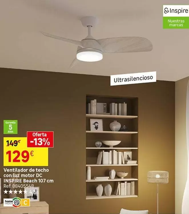 Oferta de Ventilador De Techo Con Luz Motor Dc por 129€ en Leroy Merlin