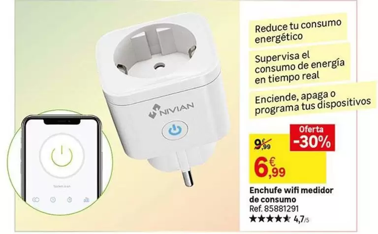 Oferta de Wifi - Enchufe Wifi Medidor De Consum por 6,99€ en Leroy Merlin