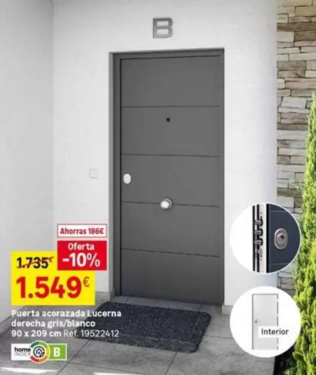 Oferta de Home - Puerta Acorzada Lucerna Decacho Grief/Blanco por 1549€ en Leroy Merlin