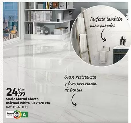 Oferta de Suelo Marmi Efecto Mavro White por 24,99€ en Leroy Merlin