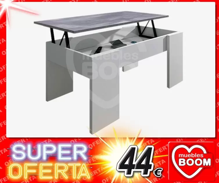 Oferta de Mesa Centro Elevable por 44€ en Muebles Boom