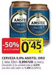 Oferta de Amstel - Cerveza 0,0% Oro por 0,45€ en Supermercados MAS