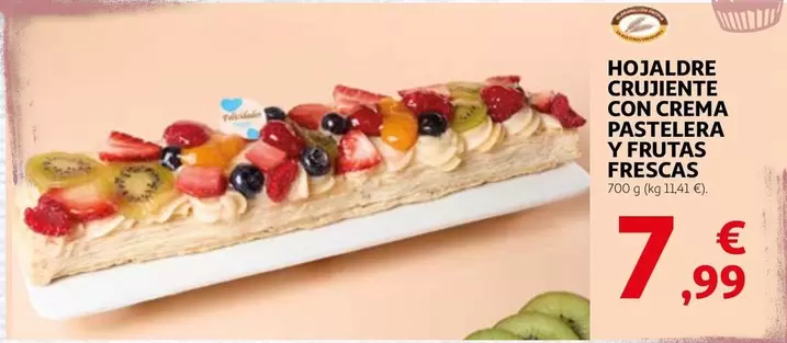 Oferta de Hojaldre Crujiente Con Crema Pastelera Y Frutas Frescas por 7,99€ en Alcampo