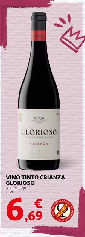 Oferta de Glorioso - Vino Tinto Crianza por 6,69€ en Alcampo