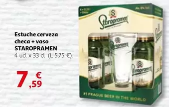 Oferta de Staropramen - Estuche Cerveza Checa + Vaso por 7,59€ en Alcampo