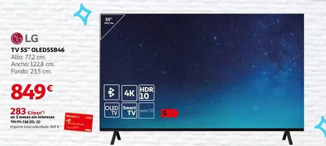 Oferta de LG - Tv 55" Oled5546 por 849€ en Alcampo