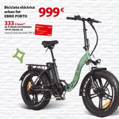 Oferta de Urban - Bicicleta Eléctrica Urban Fat por 999€ en Alcampo