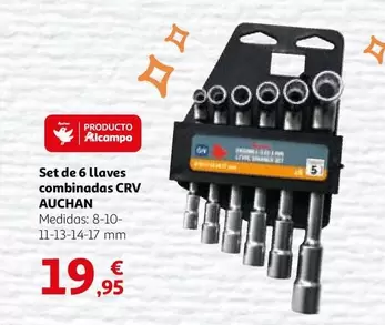 Oferta de Auchan - Set De 6 Llaves Combinadas CRV por 19,95€ en Alcampo