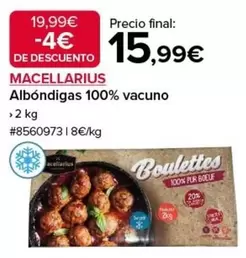 Oferta de Albondigas 100% Vacuno por 15,99€ en Costco