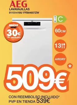 Oferta de Aeg - Lavavajillas  por 509€ en Expert