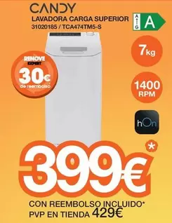 Oferta de Candy - Lavadora Carga Superior por 399€ en Expert