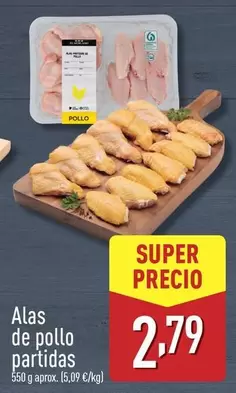 Oferta de Alas De Pollo Partidas por 2,79€ en ALDI