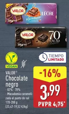 Oferta de Valor - Chocolate Negro por 3,99€ en ALDI