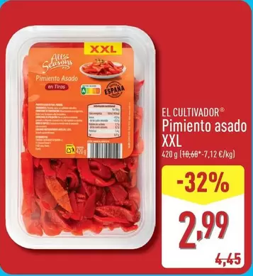 Oferta de El Cultivador - Pimiento Asado Xxl por 2,99€ en ALDI