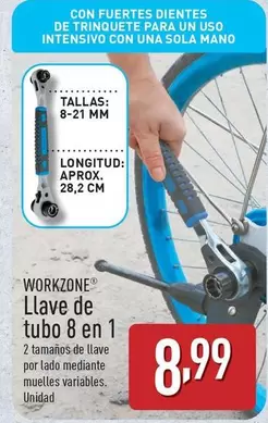 Oferta de Workzone - Llave De Tubo 8 En 1 por 8,99€ en ALDI