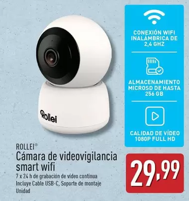 Oferta de Rollei - Camara De Videovigilancia Smart Wifi por 29,99€ en ALDI