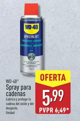 Oferta de WD-40 - Spray Para Cadenas por 5,99€ en ALDI