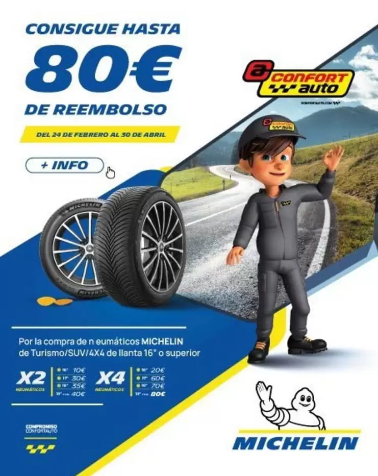 Oferta de Michelin - Consigue Hasta por 80€ en Confort Auto