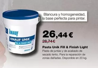 Oferta de Knauf - Pasta Unik Fill & Finish Light por 26,44€ en Grup Gamma