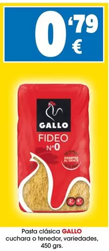 Oferta de Gallo - Pasta Clásica Cuchara O Tendor por 0,79€ en Top Cash