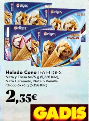 Oferta de Ifa Eliges - Helado Cono por 2,35€ en Gadis