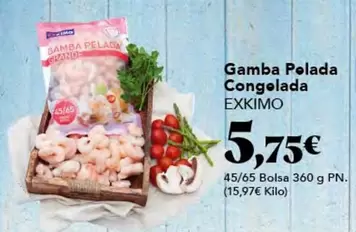 Oferta de Exkimo - Gamba Pelada Congelada por 5,75€ en Gadis