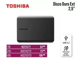 Oferta de Toshiba - Disco Duro Ext 2.5" por 53,9€ en MR Micro