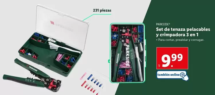 Oferta de Parkside - Set De Tenaza Pelacables Y Crimpadores 3 En 1 por 9,99€ en Lidl