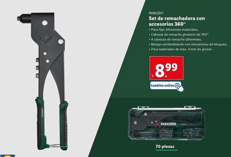 Oferta de Parkside - Set De Remachadora Con Accesorios 360° por 8,99€ en Lidl