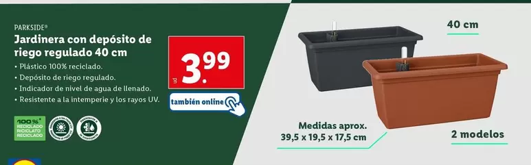 Oferta de Jardinera Con Deposito De Fiego Regulado 40 Cm por 3,99€ en Lidl