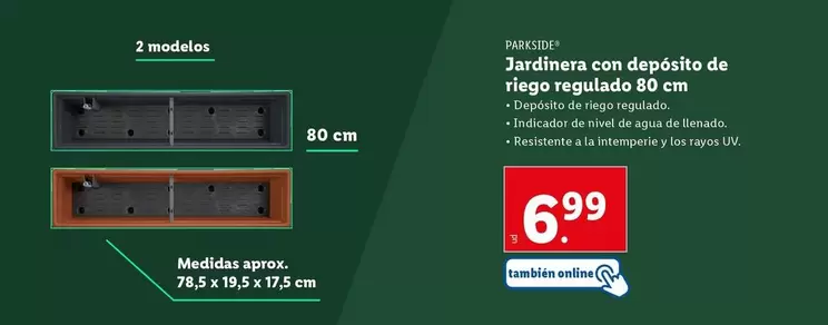 Oferta de Jardinera Con Depôsito De Tigeo Regulado 80 Cm por 6,99€ en Lidl