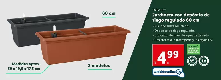 Oferta de Jardinera Con Deposito De Trego Regulado 60 Cm por 4,99€ en Lidl