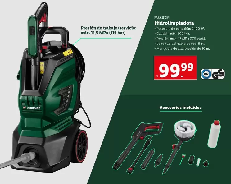 Oferta de Parkside - Hidrolimpiadora por 99,99€ en Lidl