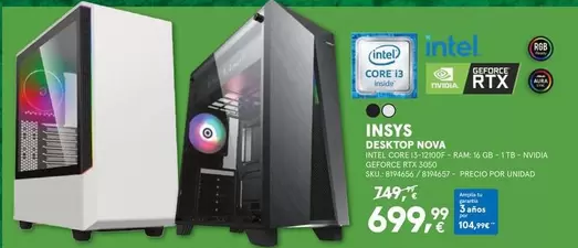 Oferta de Insys - Desktop Nova por 699,99€ en Worten