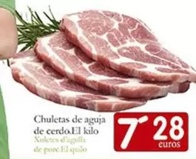 Oferta de Chuletas De Aguja De Cerdo por 7,28€ en Supermercados Bip Bip