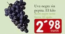 Oferta de Uva Negra Sin Pepita por 2,98€ en Supermercados Bip Bip