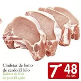 Oferta de Chuletas De Lomo De Cerdo por 7,48€ en Supermercados Bip Bip