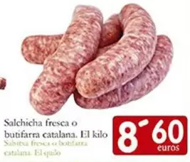 Oferta de Salchicha Fresca O Butifarra Catalana. El Kilo por 8,6€ en Supermercados Bip Bip