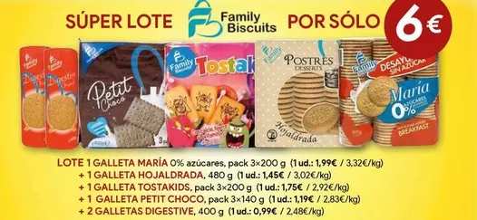 Oferta de Lote 1 Galleta Maria + Galleta Hojadrada + Galleta Tostakids por 6€ en Masymas