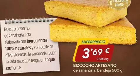 Oferta de Bizcocho Artesano por 3,69€ en Masymas