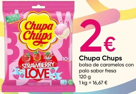 Oferta de Chupa Chups - Bolsa De Caramelos Con Palo Sabor Fresa por 2€ en Pepco