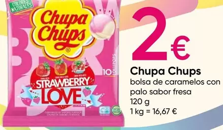 Oferta de Chupa Chups - Bolsa De Caramelos Con Palo Sabor Fresa 120 G por 2€ en Pepco