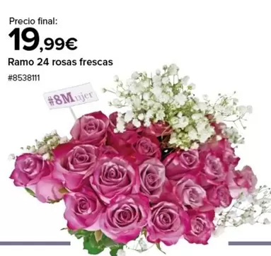 Oferta de Ramo 24 Rosas Frescas por 19,99€ en Costco