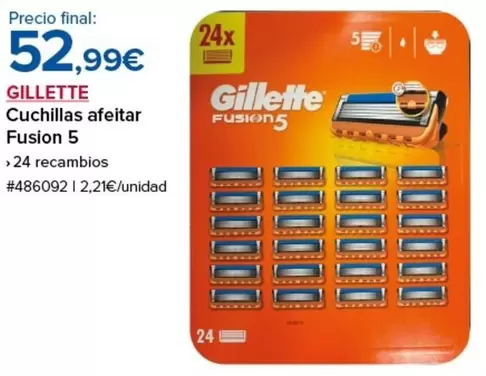 Oferta de Gillette - Cuchillas Afeitar Fusion 5 por 52,99€ en Costco