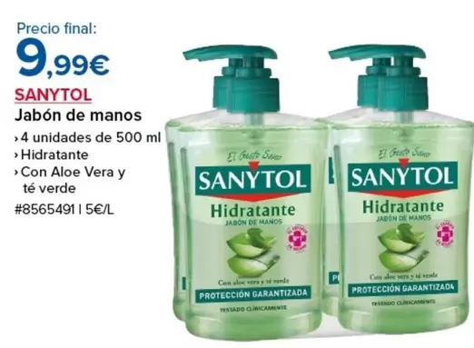 Oferta de Sanytol - Jabon De Manos por 9,99€ en Costco