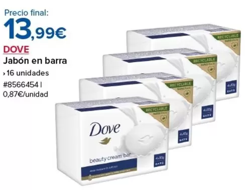 Oferta de Dove - Jabon En Barra por 13,99€ en Costco