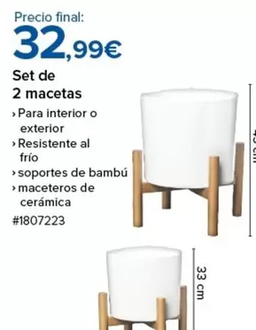 Oferta de Set De 2 Macetas por 32,99€ en Costco