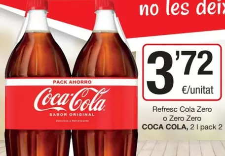 Oferta de Coca-Cola - Refresc Cola Zero O Zero Zero por 3,72€ en SPAR Fragadis